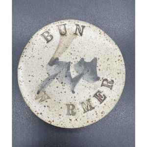 Ceramic Pottery Bun Warmer Bread/Roll Warmer Trivet Tile Disc Speckle Pattern